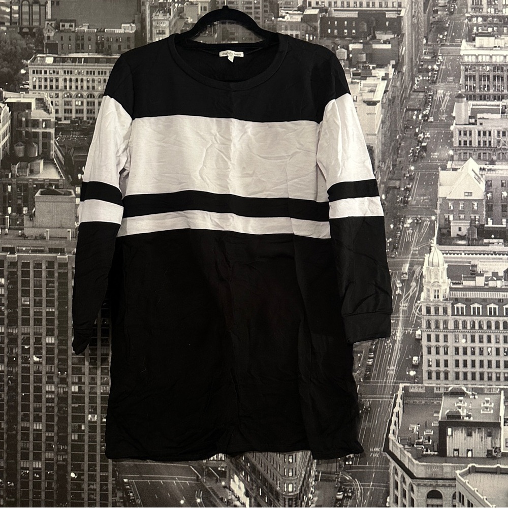 Charlotte Russe Classic Black Long Sleeve T-Shirt Dress